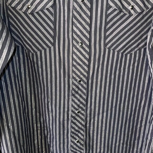 Wrangler Western Shirts Snap Front Shirt Mens Large L Vintage Metallic Black - Picture 5 of 10